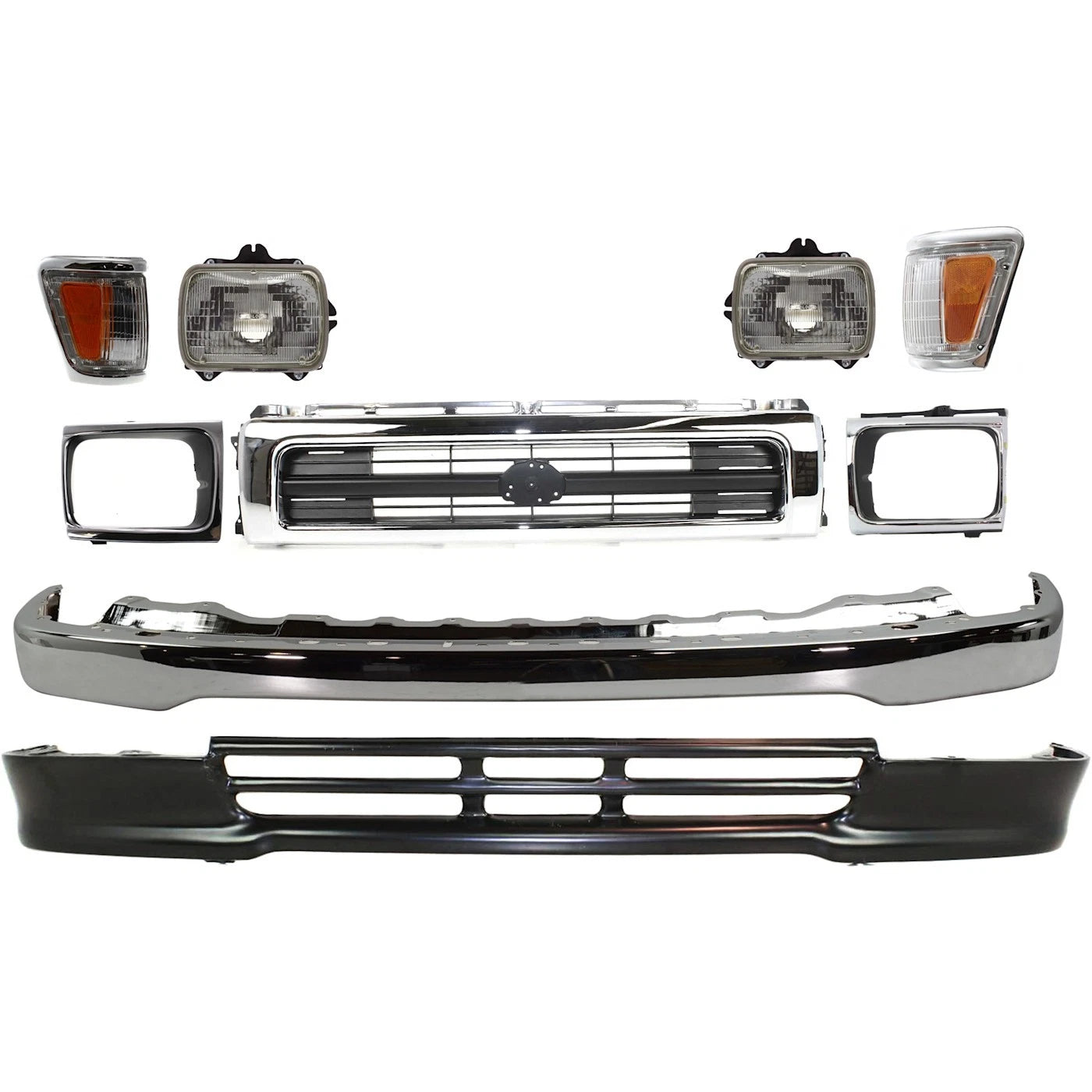Bumper & Headlight Kit 1992-1995 Toyota Pickup 4WD Front Chrome