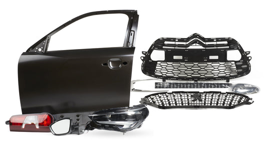 Aftermarket car body kit installed on modern vehicle – upgraded front bumper, side skirts, and custom styling parts for enhanced performance and aesthetics