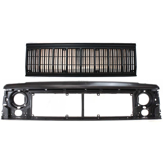 Grille for 1991-1996 Jeep Cherokee Black Shell & Insert Kit