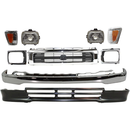Bumper & Headlight Kit 1992-1995 Toyota Pickup 4WD Front Chrome